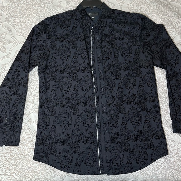 INC International Concepts Black Paisley Shirt - Picture 1 of 4